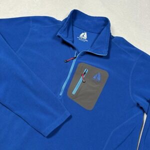 Eddie Bauer First Ascent Pullover Mens Tall‎ XL Blue Fleece Quarter Zip Pocket